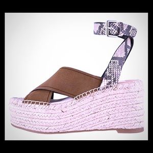 Dolce Vita Suede Snake Brown platform espadrilles sandals 6.5